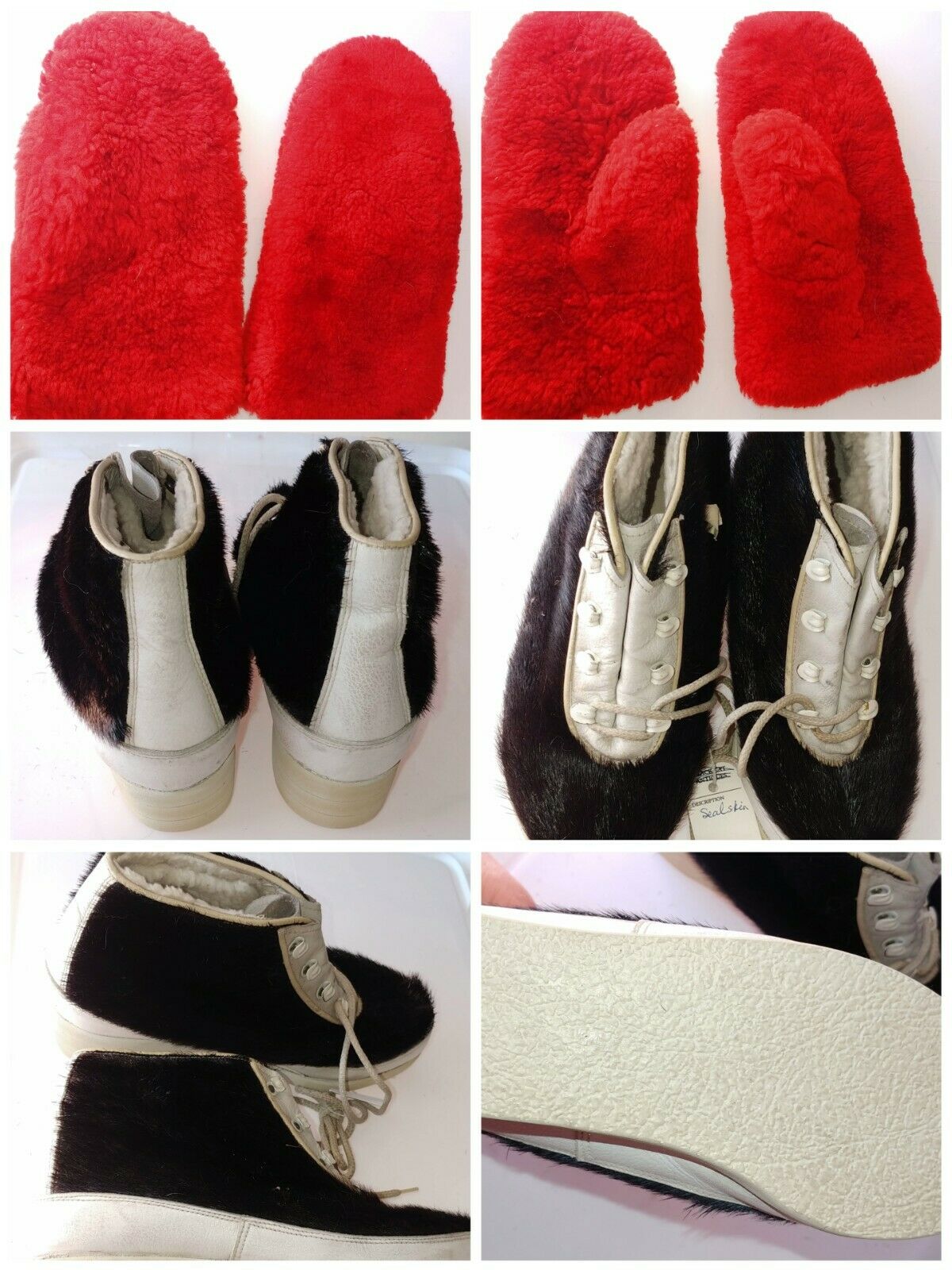 Native Vintage Wool Skin Mittens And Fashion Fur Boots